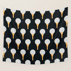 Golf Ball & Tee Pattern (Black) Wall Tapestry Gallery Image 4