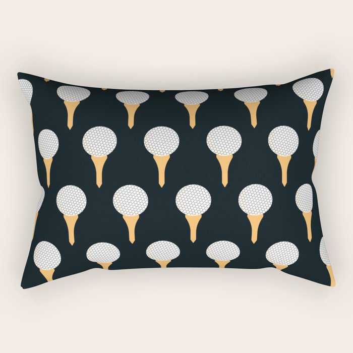 Golf Ball & Tee Pattern (Black) Rectangular Pillow Gallery Image 2