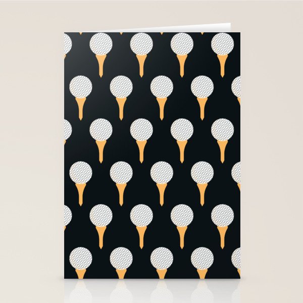 Golf Ball & Tee Pattern (Black) Stationery Card Gallery Image 1