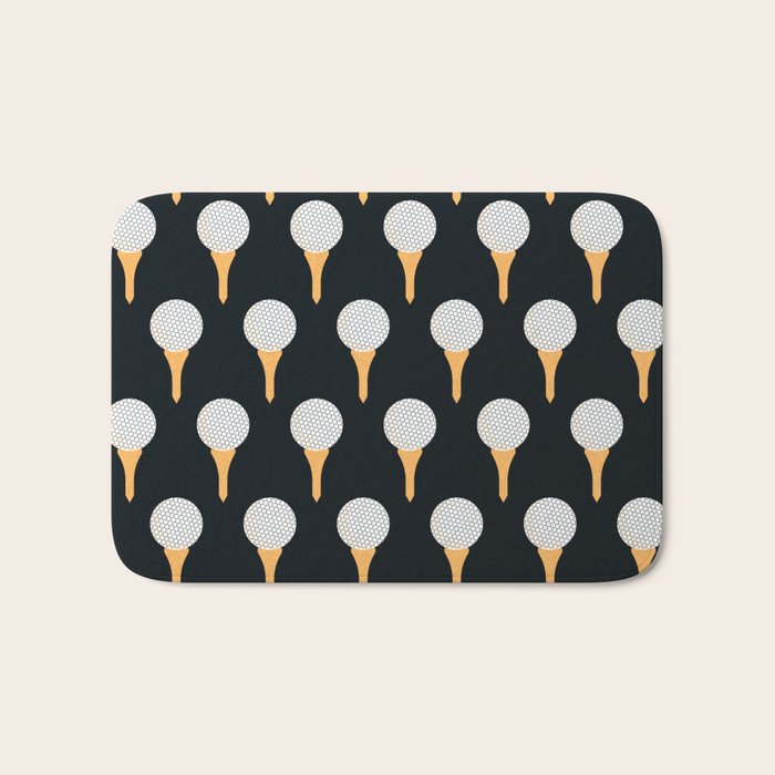 Golf Ball & Tee Pattern (Black) Bath Mat Gallery Image 1