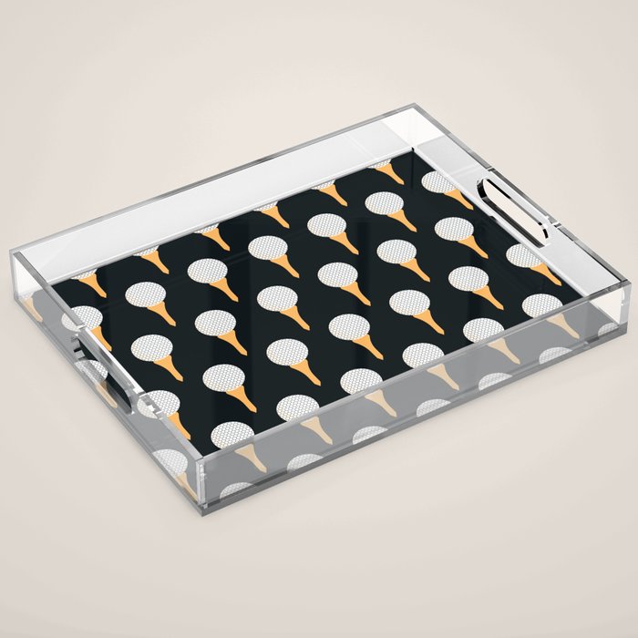 Golf Ball & Tee Pattern (Black) Acrylic Tray Gallery Image 1
