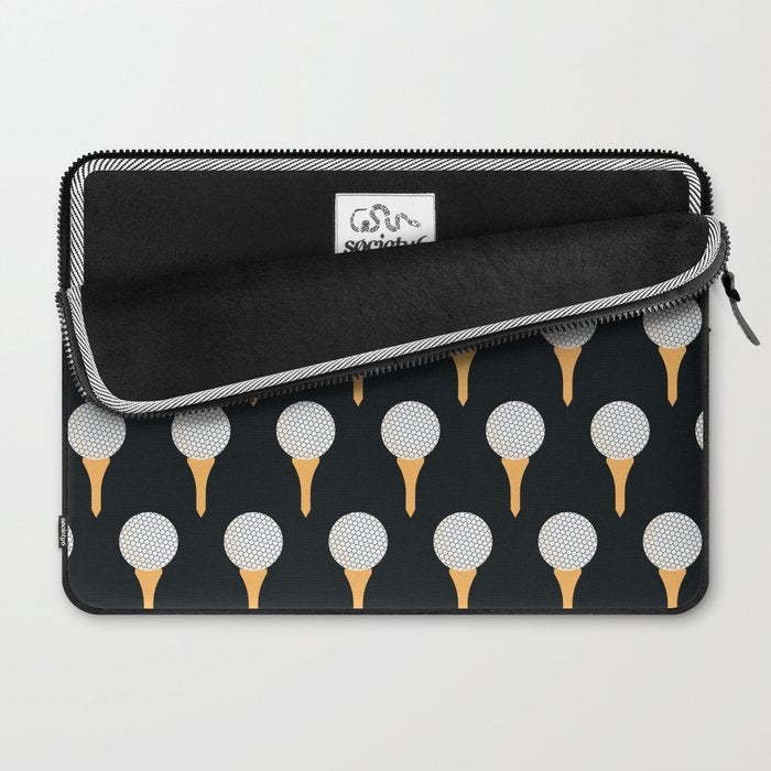 Golf Ball & Tee Pattern (Black) Laptop Sleeve Gallery Image 2
