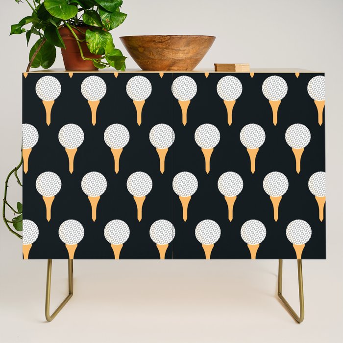 Golf Ball & Tee Pattern (Black) Credenza Gallery Image 1