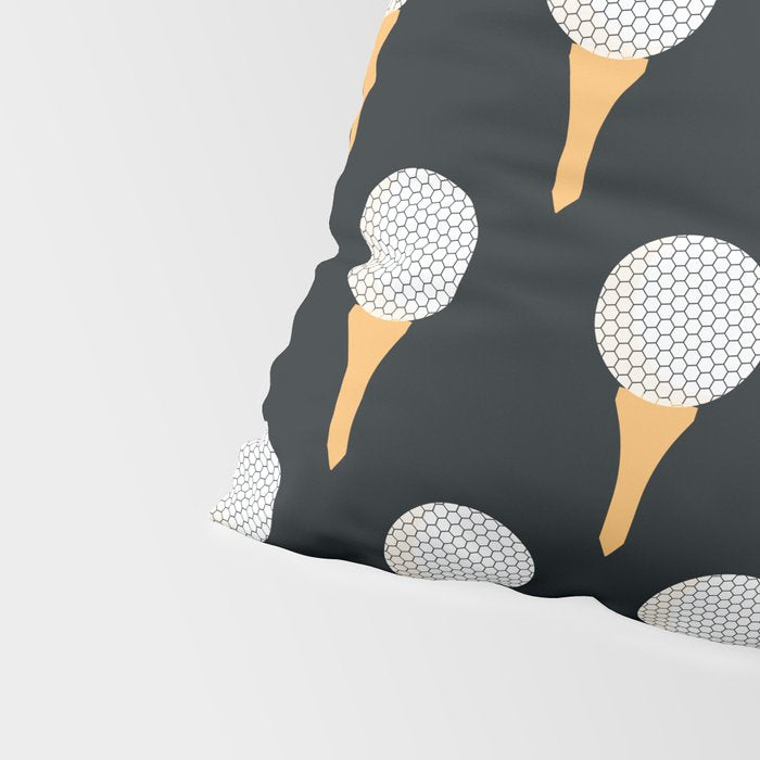 Golf Ball & Tee Pattern (Black) Pillow Sham Gallery Image 4