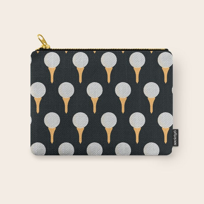 Golf Ball & Tee Pattern (Black) Carry All Pouch Gallery Image 1