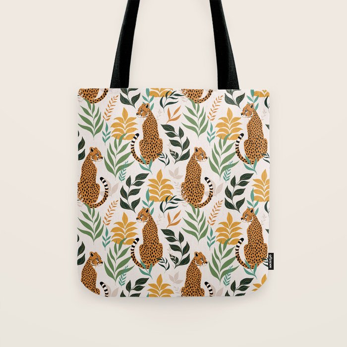 Spring Cheetah Pattern I - Green and Yellow Tote Bag Gallery Image 1