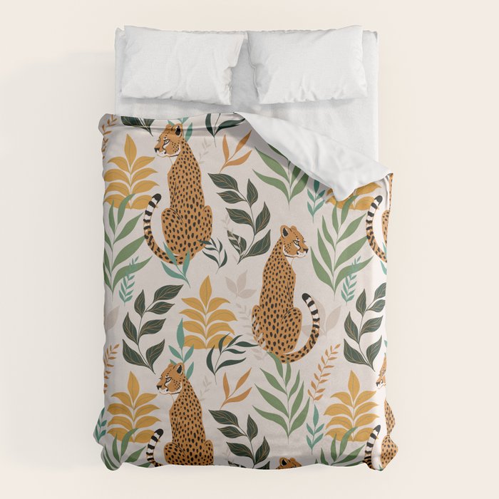 Spring Cheetah Pattern I - Green and Yellow Duvet Cover Gallery Image 1