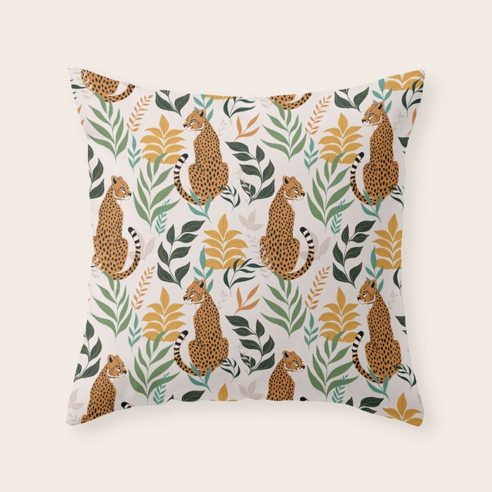 Spring Cheetah Pattern I - Green and Yellow Throw Pillow Gallery Image 6