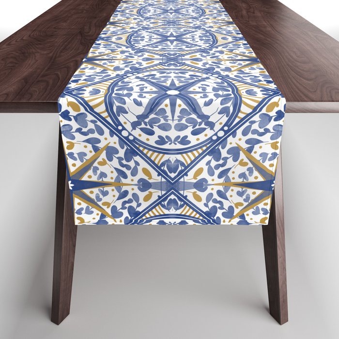 Intricate nature circular tiles B24 Table Runner Gallery Image 1