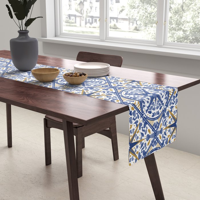 Intricate nature circular tiles B24 Table Runner Gallery Image 2