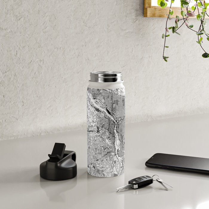Portland White Map Water Bottle Gallery Image 4