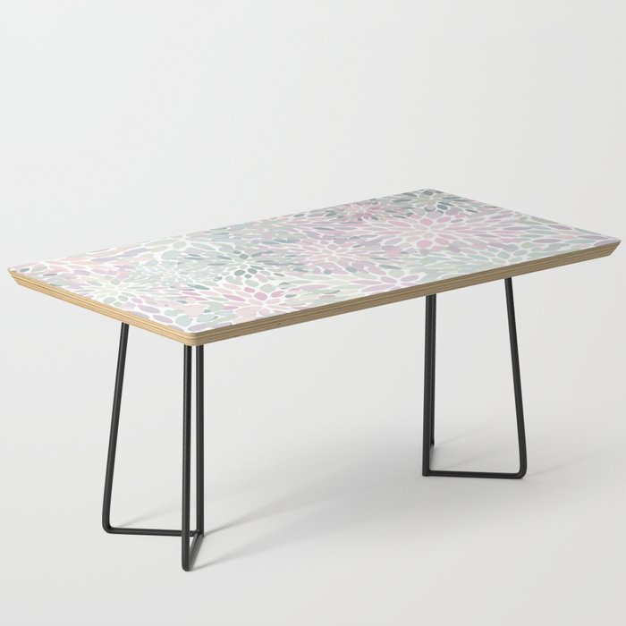 Festive, Floral Prints, Pink and Green, Modern Print Art Coffee Table Gallery Image 1