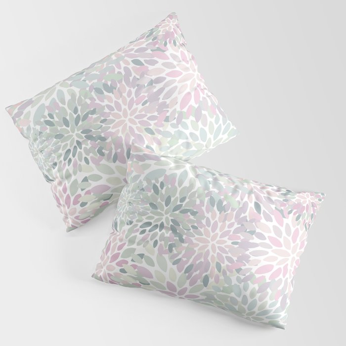 Festive, Floral Prints, Pink and Green, Modern Print Art Pillow Sham Gallery Image 3