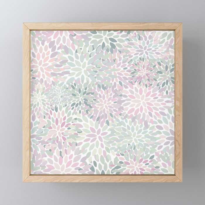 Festive, Floral Prints, Pink and Green, Modern Print Art Mini Art Print Gallery Image 1