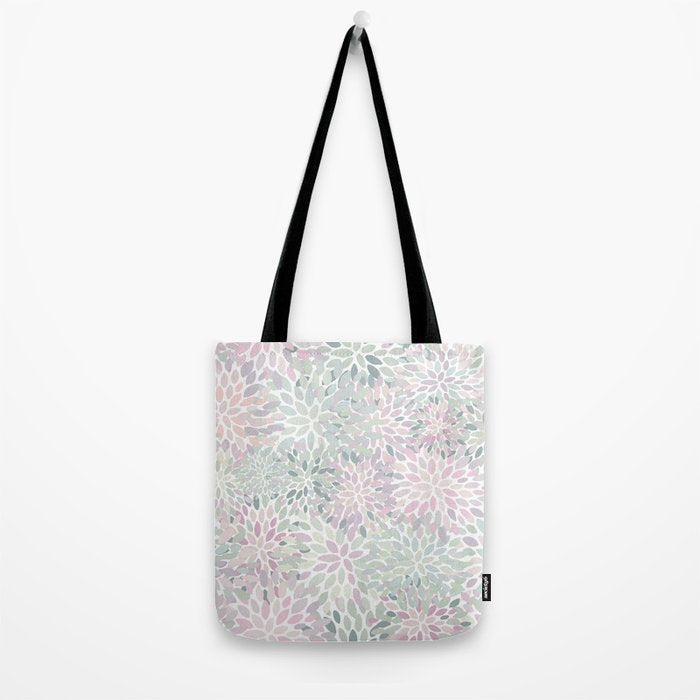 Festive, Floral Prints, Pink and Green, Modern Print Art Tote Bag Gallery Image 2