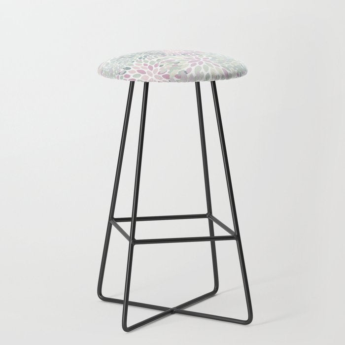 Festive, Floral Prints, Pink and Green, Modern Print Art Stool Gallery Image 1