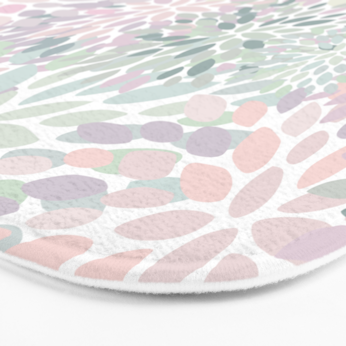 Festive, Floral Prints, Pink and Green, Modern Print Art Bath Mat Gallery Image 3