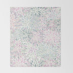 Festive, Floral Prints, Pink and Green, Modern Print Art Throw Blanket Gallery Image 2