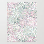 Festive, Floral Prints, Pink and Green, Modern Print Art Poster Gallery Image 4
