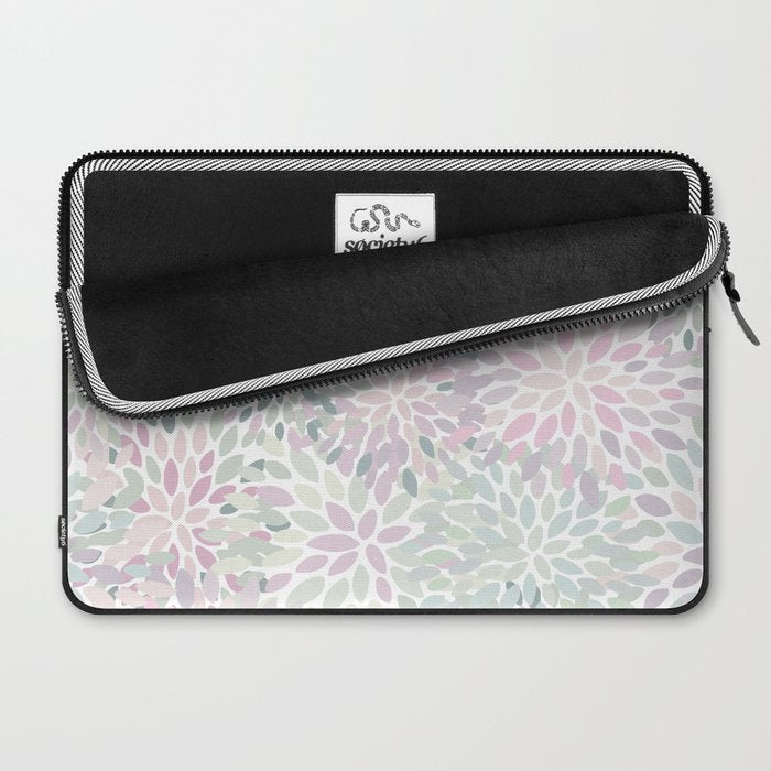 Festive, Floral Prints, Pink and Green, Modern Print Art Laptop Sleeve Gallery Image 2