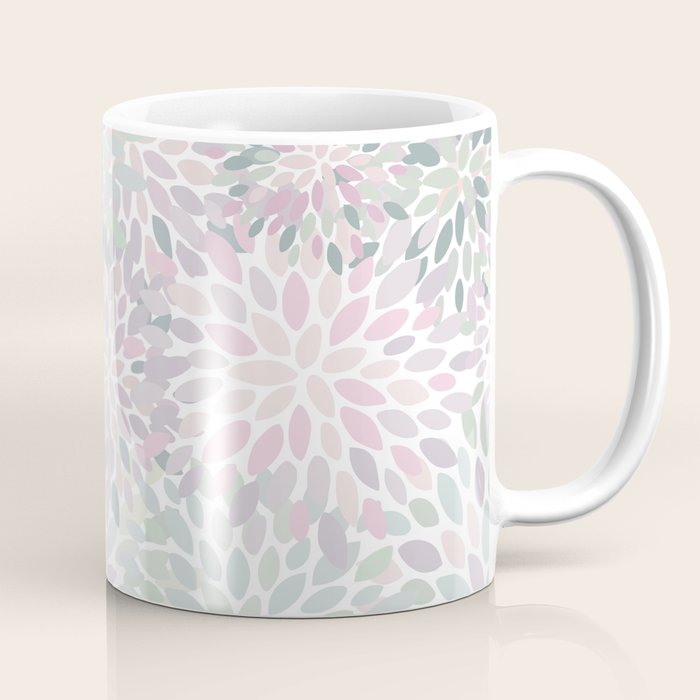 Festive, Floral Prints, Pink and Green, Modern Print Art Coffee Mug Gallery Image 1