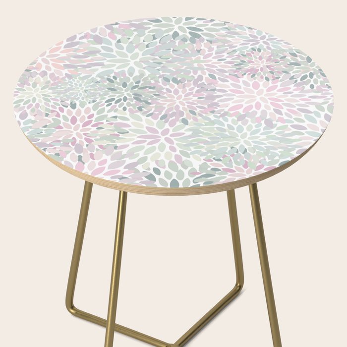 Festive, Floral Prints, Pink and Green, Modern Print Art Side Table Gallery Image 2