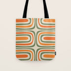 Retro Abstract Boho Confaab Vertical Pattern in Mossy Olive Green Orange Beige Tote Bag Gallery Image 1