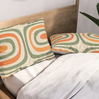 Retro Abstract Boho Confaab Vertical Pattern in Mossy Olive Green Orange Beige Pillow Sham Gallery Image 2