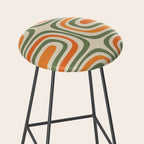 Retro Abstract Boho Confaab Vertical Pattern in Mossy Olive Green Orange Beige Stool Gallery Image 2