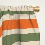 Retro Abstract Boho Confaab Vertical Pattern in Mossy Olive Green Orange Beige Window Curtain Gallery Image 2