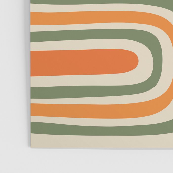 Retro Abstract Boho Confaab Vertical Pattern in Mossy Olive Green Orange Beige Poster Gallery Image 3