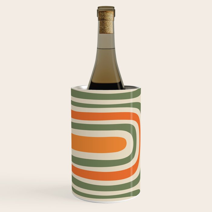 Retro Abstract Boho Confaab Vertical Pattern in Mossy Olive Green Orange Beige Wine Chiller Gallery Image 2