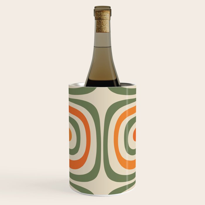 Retro Abstract Boho Confaab Vertical Pattern in Mossy Olive Green Orange Beige Wine Chiller Gallery Image 1