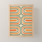 Retro Abstract Boho Confaab Vertical Pattern in Mossy Olive Green Orange Beige Mini Art Print Gallery Image 1