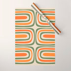 Retro Abstract Boho Confaab Vertical Pattern in Mossy Olive Green Orange Beige Wrapping Paper Gallery Image 1