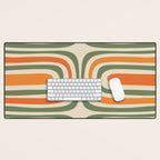 Retro Abstract Boho Confaab Vertical Pattern in Mossy Olive Green Orange Beige Desk Mat Gallery Image 1