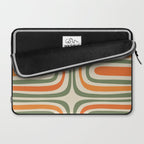 Retro Abstract Boho Confaab Vertical Pattern in Mossy Olive Green Orange Beige Laptop Sleeve Gallery Image 2