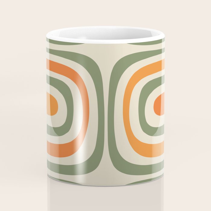 Retro Abstract Boho Confaab Vertical Pattern in Mossy Olive Green Orange Beige Coffee Mug Gallery Image 4