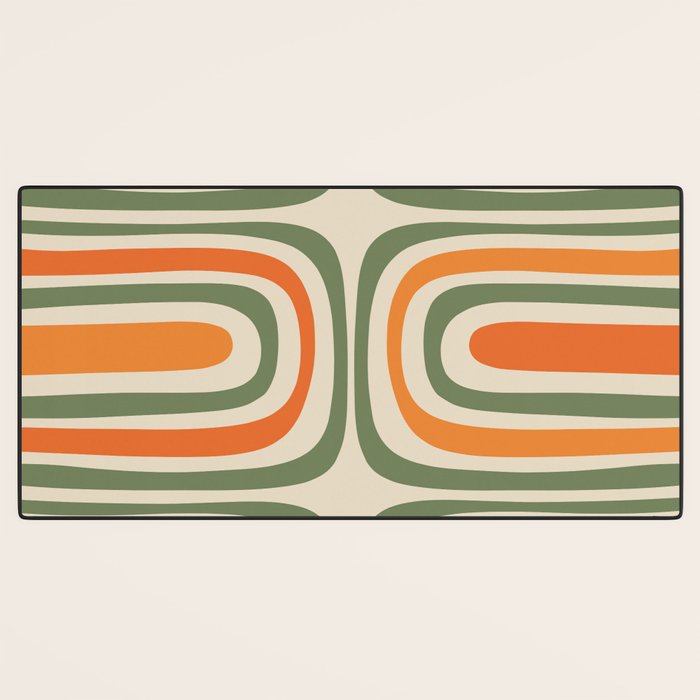 Retro Abstract Boho Confaab Vertical Pattern in Mossy Olive Green Orange Beige Desk Mat Gallery Image 3