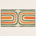 Retro Abstract Boho Confaab Vertical Pattern in Mossy Olive Green Orange Beige Desk Mat Gallery Image 3