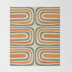 Retro Abstract Boho Confaab Vertical Pattern in Mossy Olive Green Orange Beige Throw Blanket Gallery Image 2