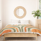 Retro Abstract Boho Confaab Vertical Pattern in Mossy Olive Green Orange Beige Duvet Cover Gallery Image 3