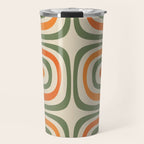 Retro Abstract Boho Confaab Vertical Pattern in Mossy Olive Green Orange Beige Travel Mug Gallery Image 1