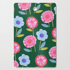 Folky Flowers in Bloom in Green & Pink Cutting Board Gallery Image 1