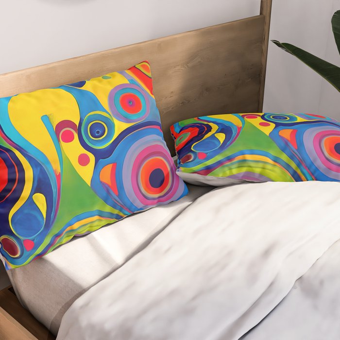 1960s Funky Psychedelic Abstract Pillow Sham Gallery Image 2