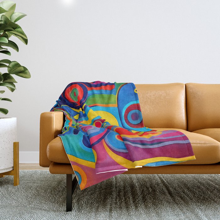 1960s Funky Psychedelic Abstract Throw Blanket Gallery Image 1