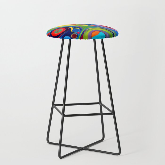 1960s Funky Psychedelic Abstract Stool Gallery Image 1