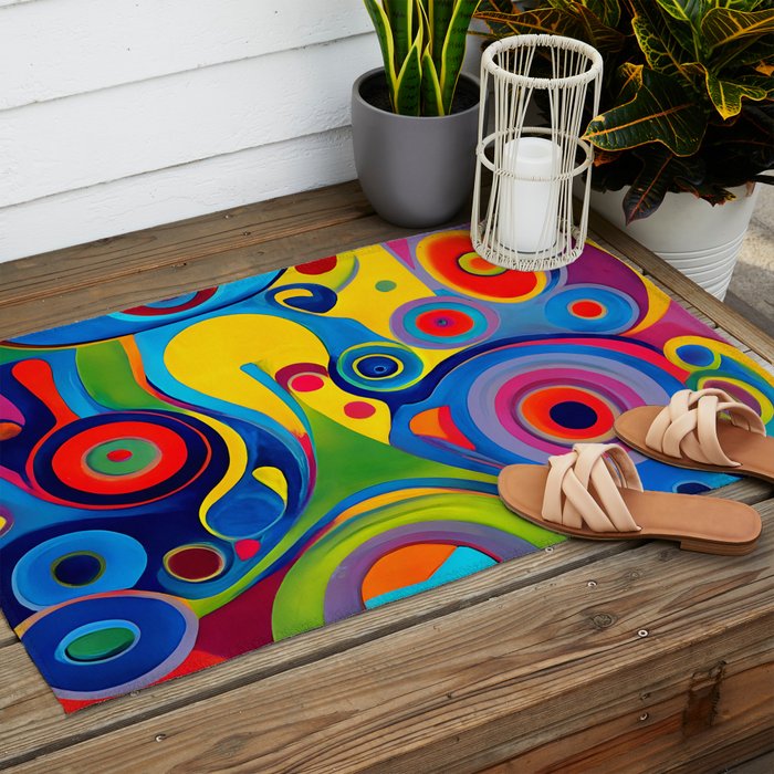 1960s Funky Psychedelic Abstract Outdoor Rug Gallery Image 2