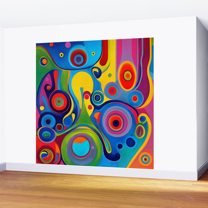 1960s Funky Psychedelic Abstract Wall Mural Gallery Image 2