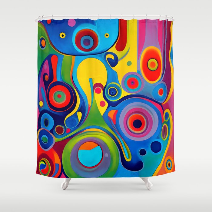 1960s Funky Psychedelic Abstract Shower Curtain Gallery Image 1